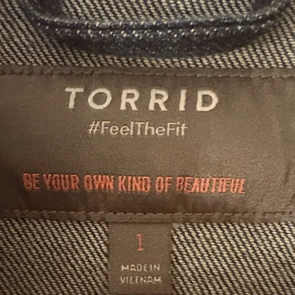 Torrid Distressed Dark Blue Jean Jacket - Picture 2 of 4